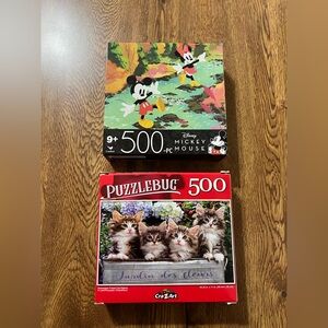 Disney Mickey Mouse 500 pc Puzzle + Kitten Puzzlebug 500 pc
